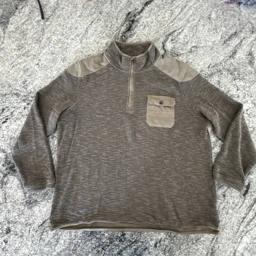 Carbon 2 Cobalt Moto 1/4 Zip Sweater Mens Extra Large Military Green Casual #481
